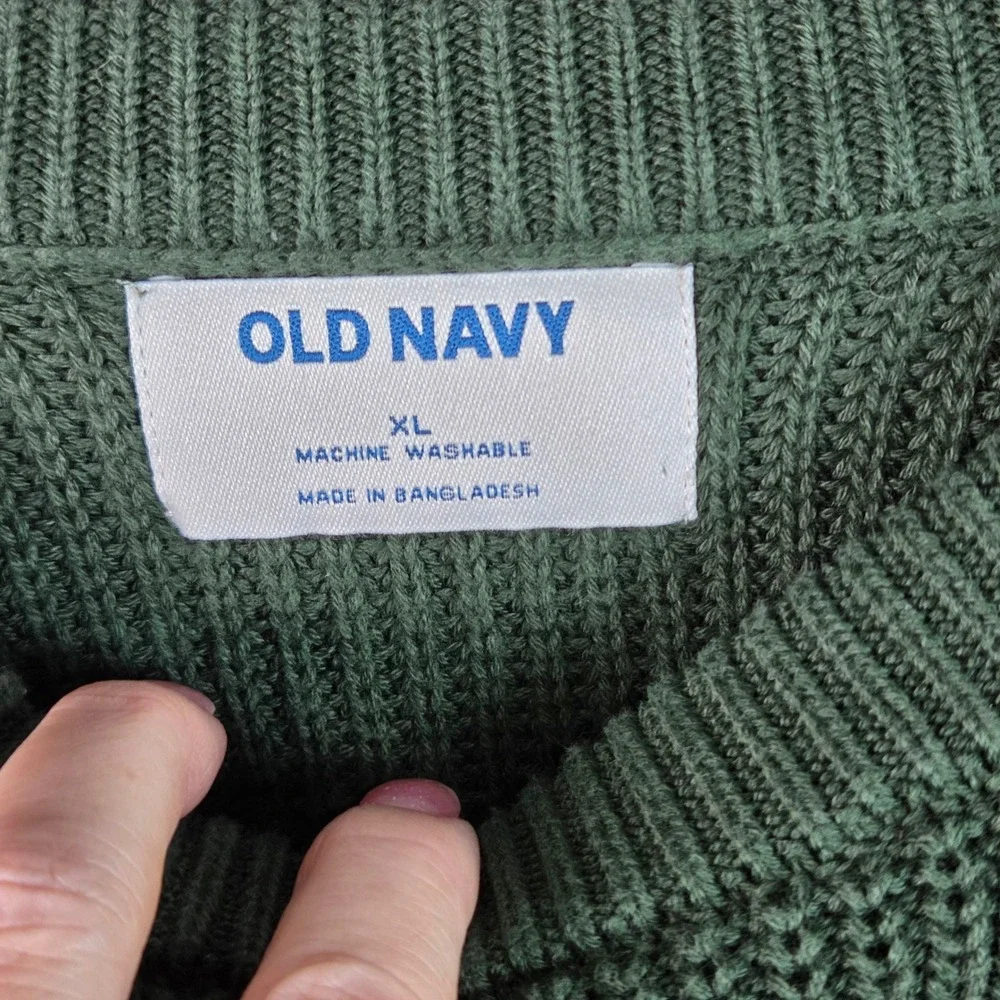 Old Navy Crewneck Sweater Mens XL Green LS Better Crew Cotton Knit